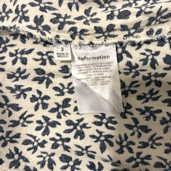 Reformation Locklin dress blue and white (Bombay) US2 - Picture 2 of 5